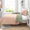 Twin/XL Soft Lightweight Reversible Quilted Comforter Set in Green/Pink