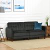 Mid-Century Modern Futon Sleeper Sofa Bed in Black Velvet Upholstery