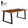 Modern Indoor Outdoor Metal Frame Wood Top Patio or Kitchen Dining Table