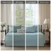 6-Piece Farmhouse Quilted Seafoam Blue Green Teal Reversible Daybed Cover Set