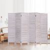 6-Panel Classic Louver Slatted Room Divider Screen in White Wood Finish