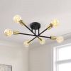 Mid-Century Sputnik Style 6-Light Black Gold Ceiling Light - Semi Flush Mount