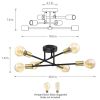 Mid-Century Sputnik Style 6-Light Black Gold Ceiling Light - Semi Flush Mount