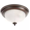 Round 11-inch Bronze Finish Ceiling Light with Frosted Glass Shade - Flush Mount