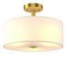 3-Light Glass Drum Pendant Lamp Ceiling Lighting Fixture with Semi Flush Mount