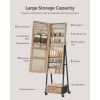 Industrial Modern Metal Wood Jewelry Armoire Cabinet Organizer Mirror on Wheels