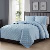 Twin/Twin XL 2-Piece Light Blue Microfiber Reversible Diamond Quilt Set