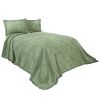 Twin size Sage Green Cotton Chenille Bedspread with Fringe Edge