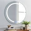 Modern 20-inch Round Bathroom Wall Mirror with Touch Button LED Light