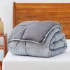 Twin Size All Seasons Plush Light/Dark Grey Reversible Polyester Down Alternative Comforter