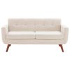 Modern Mid-Century Beige Cotton Polyester Upholstered Sofa Loveseat