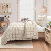 Full/Queen Soft Lightweight Puff Textured 2-Piece Comforter Set in Neutral Tan