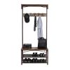 Modern Industrial Style Coat Rack Entryway Shoe Bench with 2 Shelves