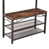 Modern Industrial Style Coat Rack Entryway Shoe Bench with 2 Shelves