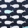 Full/Queen 5 Piece Bed In A Bag Navy Teal Microfiber Waves Whales Quilt Set