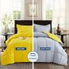 King/Cal King Traditional Microfiber Reversible 3 Piece Comforter Set in Yellow/Light Gray