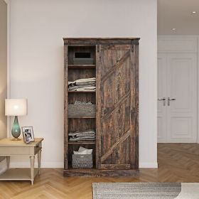 Tall Storage Cabinet Country Wood Rustic Farmhouse Pantry Cupboard Sliding Door