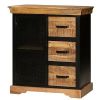 Home Office Cabinet with 3 Drawers and Metal Frame, Oak Brown Black