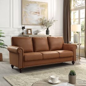 Leathaire Fabric Upholstery sofa/ Easy, Tool-Free Assembly,Light Brown