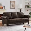 Leathaire Fabric Upholstery sofa/ Easy, Tool-Free Assembly,Dark Brown