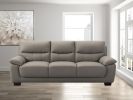 3-Seater Renzo Top Grain Leather Match Sofa In Grey Color