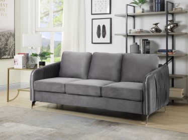 Hathaway Gray Velvet Modern Chic Sofa Couch