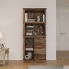 Freestanding Rustic Kitchen Buffet with Hutch, Pantry Storage Cabinet Sliding