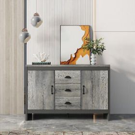 Side cabinet for dining room, kitchen, double doors with drawers