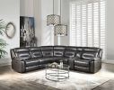 Sectional Sofa Power Motion Gray Leather Aire