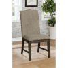 Transitional Set of 2 Side Chairs Espresso Warm Gray Nail heads Solid wood Chair Fabric Upholstered Padded Seat Kitchen Rustic Dining Room Furniture