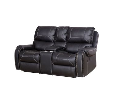 Faux Leather Reclining Sofa Couch Loveseat Sofa for Living Room Black