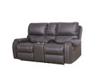 Faux Leather Reclining Sofa Couch Loveseat Sofa for Living Room Grey