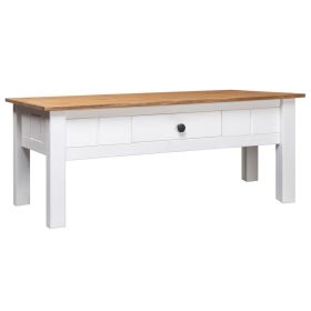 Coffee Table White 39.4"x23.6"x17.7" Solid Pine Wood Panama Range