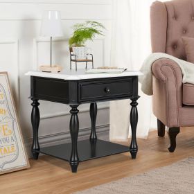 U-Can Classic Two-Tone End Table with Open Shelf and Storage Drawer