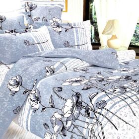 Blancho Bedding - [Pale Blue Lotus] 100% Cotton 7PC Bed In A Bag (Queen Size)