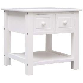 Side Table White 15.7"x15.7"x15.7" Paulownia Wood