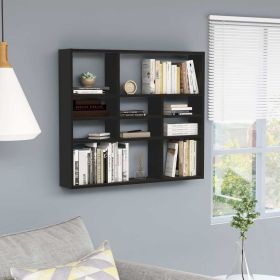 Wall Shelf Black 35.4"x6.3"x30.7" Engineered Wood