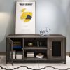 Industrial TV Stand with Storage Shelf, Cable Management, Cabinets, and Entertainment Center