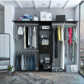 Closet System Ashland, Five Shelves, Black Wengue Finish