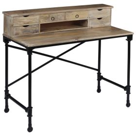 Writing Desk Solid Mango Wood and Steel 43.3"x19.7"x37.8"