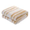 Back Printing Shaved Flannel Plush Blanket, Light Brown Stripe Blanket for Bed or Sofa, 80" x 90" (2 Pack Set of 2)