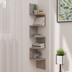 Wall Corner Shelf Concrete Gray 7.5"x7.5"x48.4" Engineered Wood