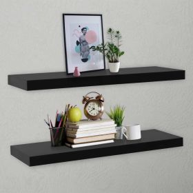 Floating Wall Shelves 2 pcs Black 47.2"x7.9"x1.5"