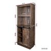 Freestanding Rustic Kitchen Buffet with Hutch, Pantry Storage Cabinet Sliding