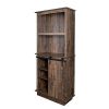 Freestanding Rustic Kitchen Buffet with Hutch, Pantry Storage Cabinet Sliding