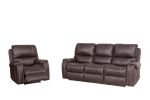 Faux Leather Reclining Sofa Couch 3 Seater for Living Room Brown