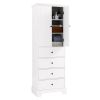 Storage Cabinet with 2 Doors and 4 Drawers for Bathroom, Office, Adjustable Shelf, MDF Board with Painted Finish, White