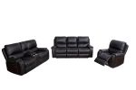 Faux Leather Reclining Sofa Couch Loveseat Sofa for Living Room Black