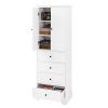 Storage Cabinet with 2 Doors and 4 Drawers for Bathroom, Office, Adjustable Shelf, MDF Board with Painted Finish, White