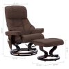 Massage Recliner with Ottoman Brown Faux Leather and Bentwood